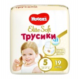 HUGGIES трусики-подгузники Elite Soft 5 (12-17кг) 19 шт